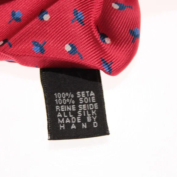 Drake's NWT Neck Tie in Red with Navy/Light Blue & White Floral Print 100% Silk